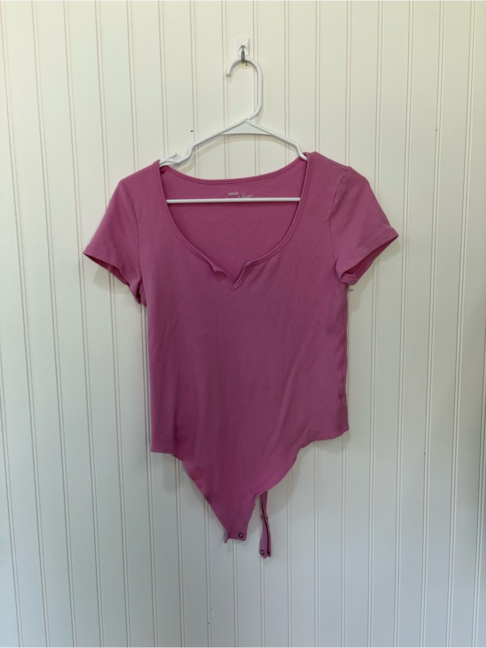 aerie Short Sleeve V-Notch pink Bodysuit